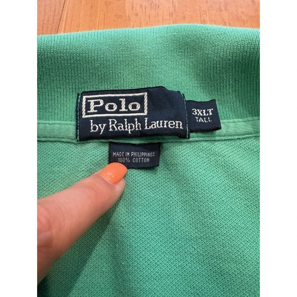 Polo Ralph Lauren 3XLT Tall Polo Shirt Green Red Pony Big & Tall Cotton